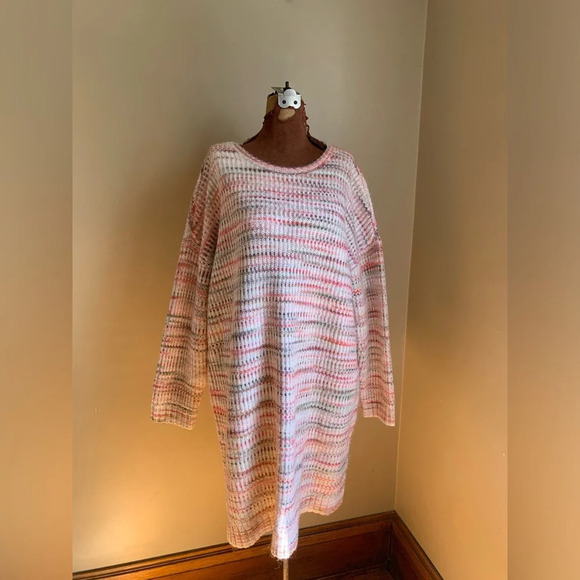 Ann Taylor LOFT Knit Space Dye Striped long Sleeve Sweater Dress XL - Picture 1 of 8